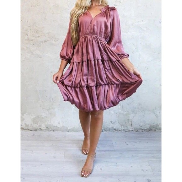 Mikarose Beck Modest Midi in Metallic Mauve L - Picture 1 of 6